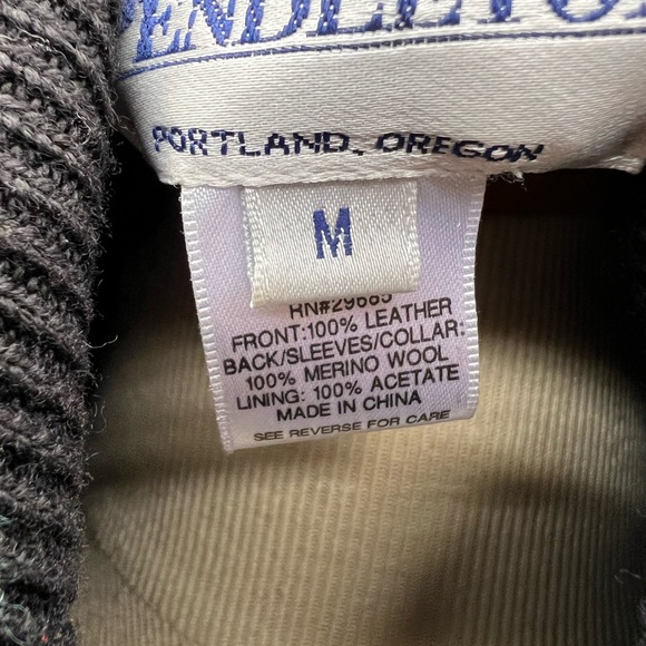 Vintage Pendleton leather and wool zip up jacket black medium - Picture 5 of 5